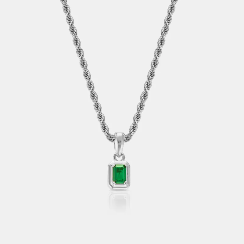 Mini Emerald Stone Rectangle (Silver) sold by Craftd London