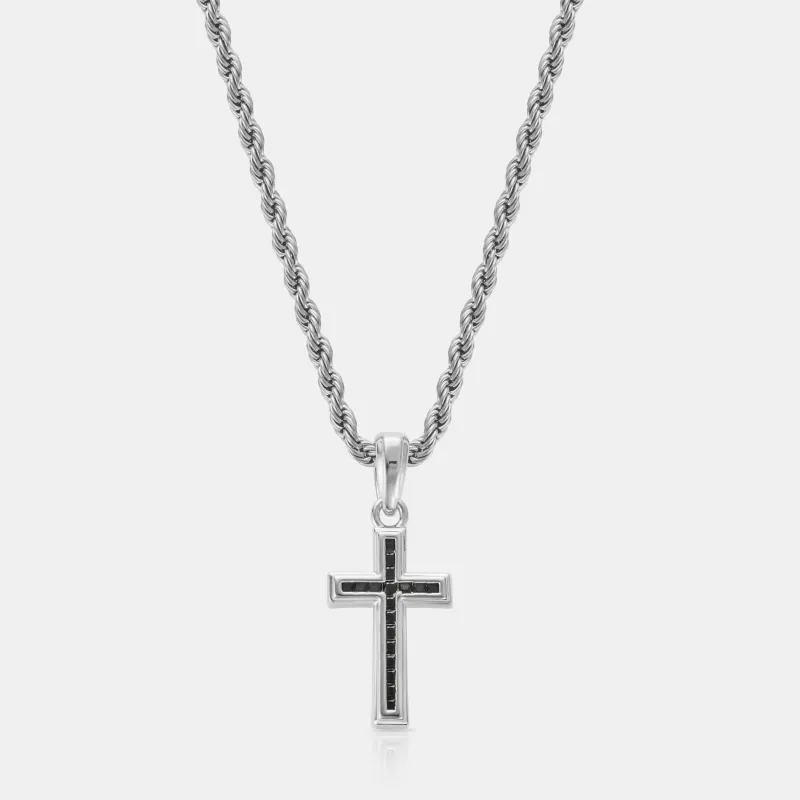Mini Onyx Stone Cross (Silver) sold by Craftd London