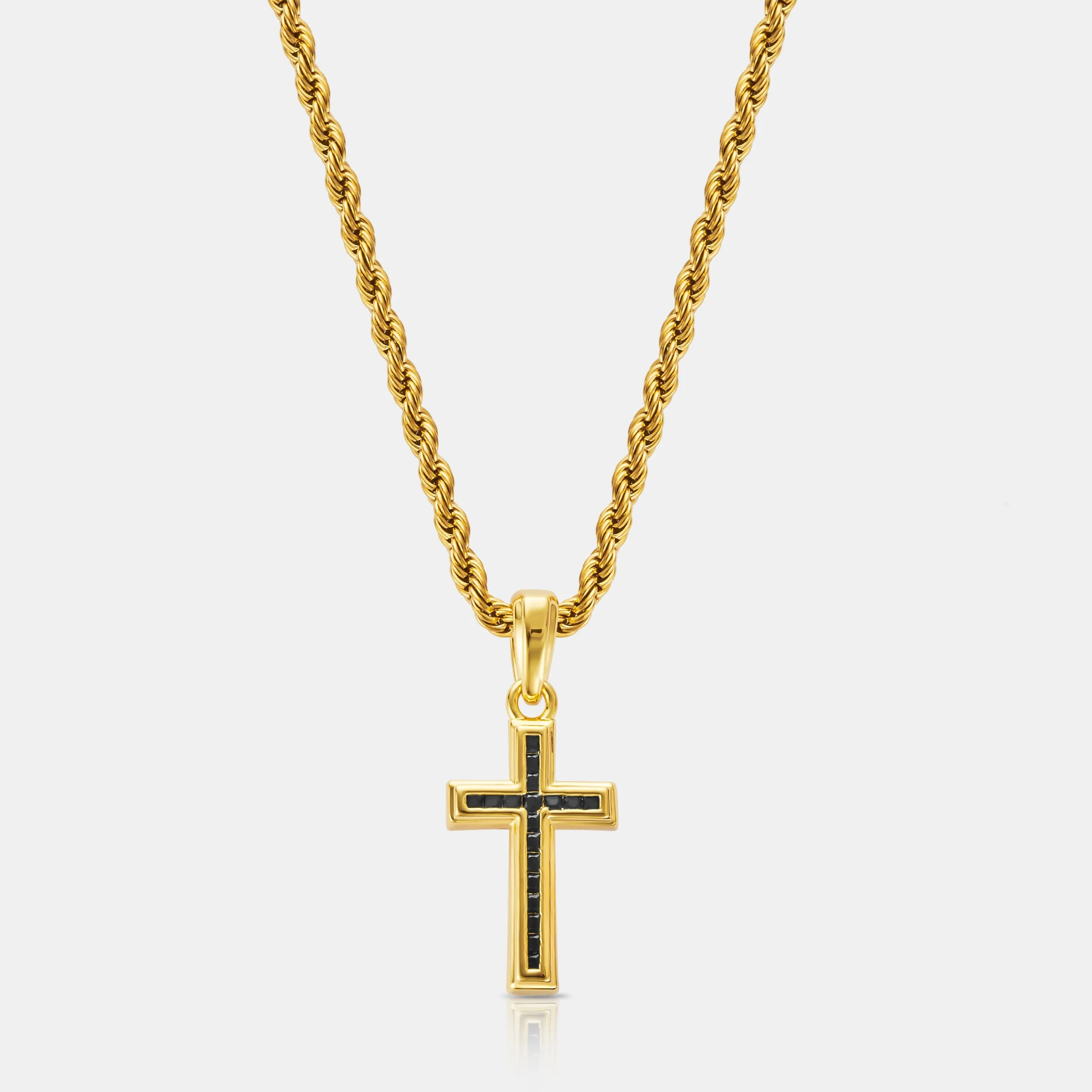 Mini Onyx Stone Cross (Gold) sold by Craftd London