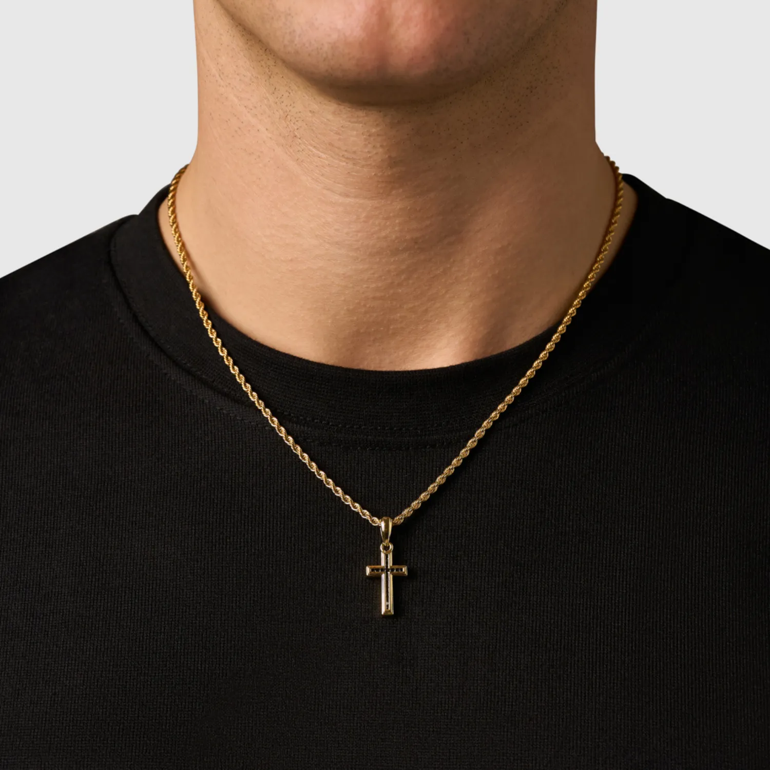 Mini Onyx Stone Cross (Gold) sold by Craftd London product image thumbnail 2