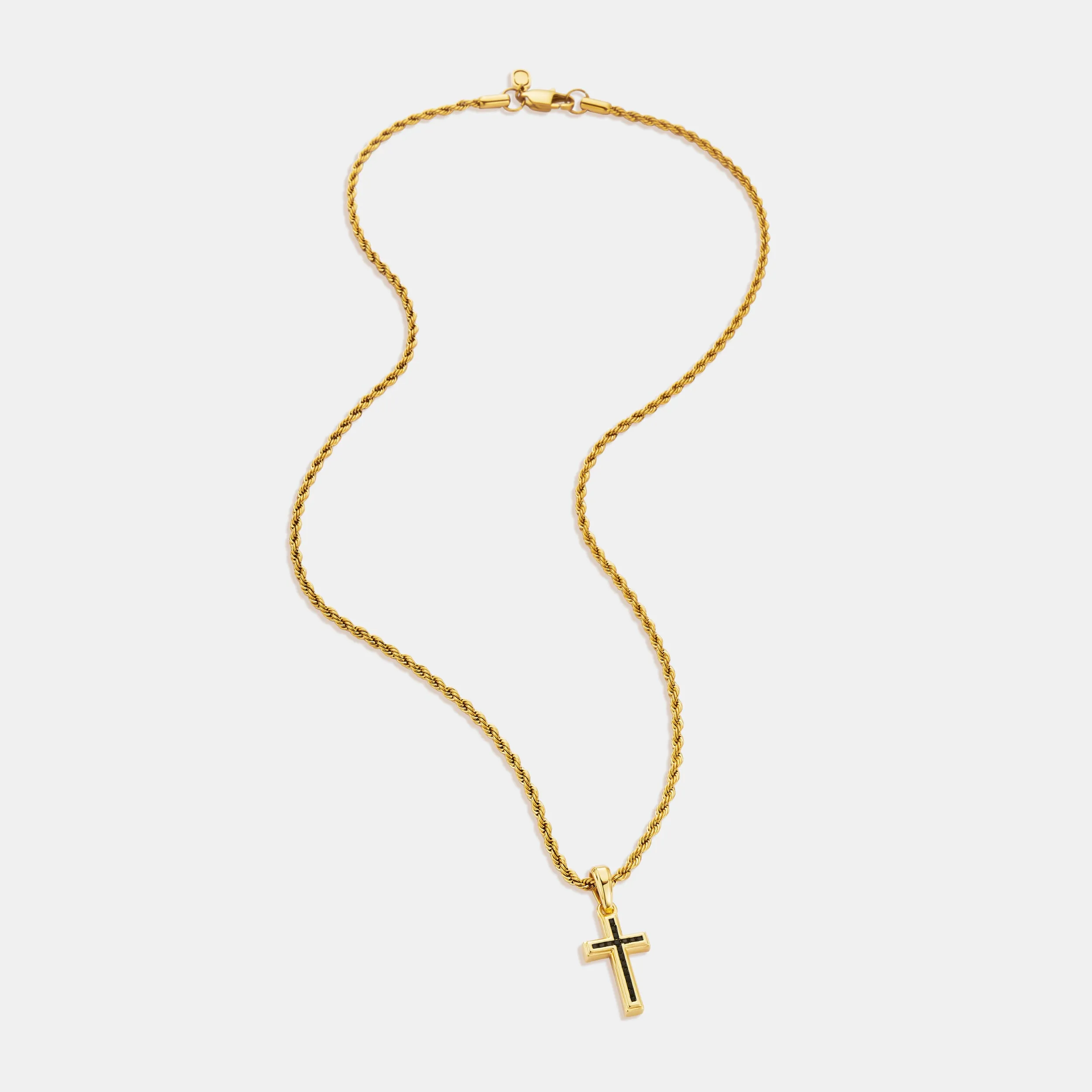 Mini Onyx Stone Cross (Gold) sold by Craftd London product image thumbnail 5
