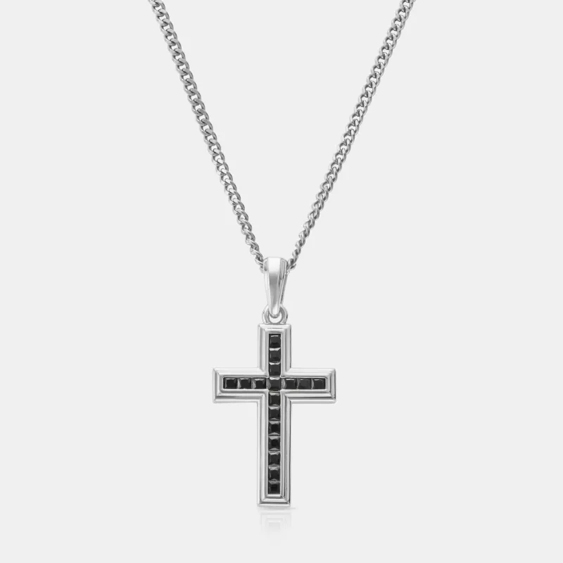 Onyx Stone Cross (Silver) made by Craftd London