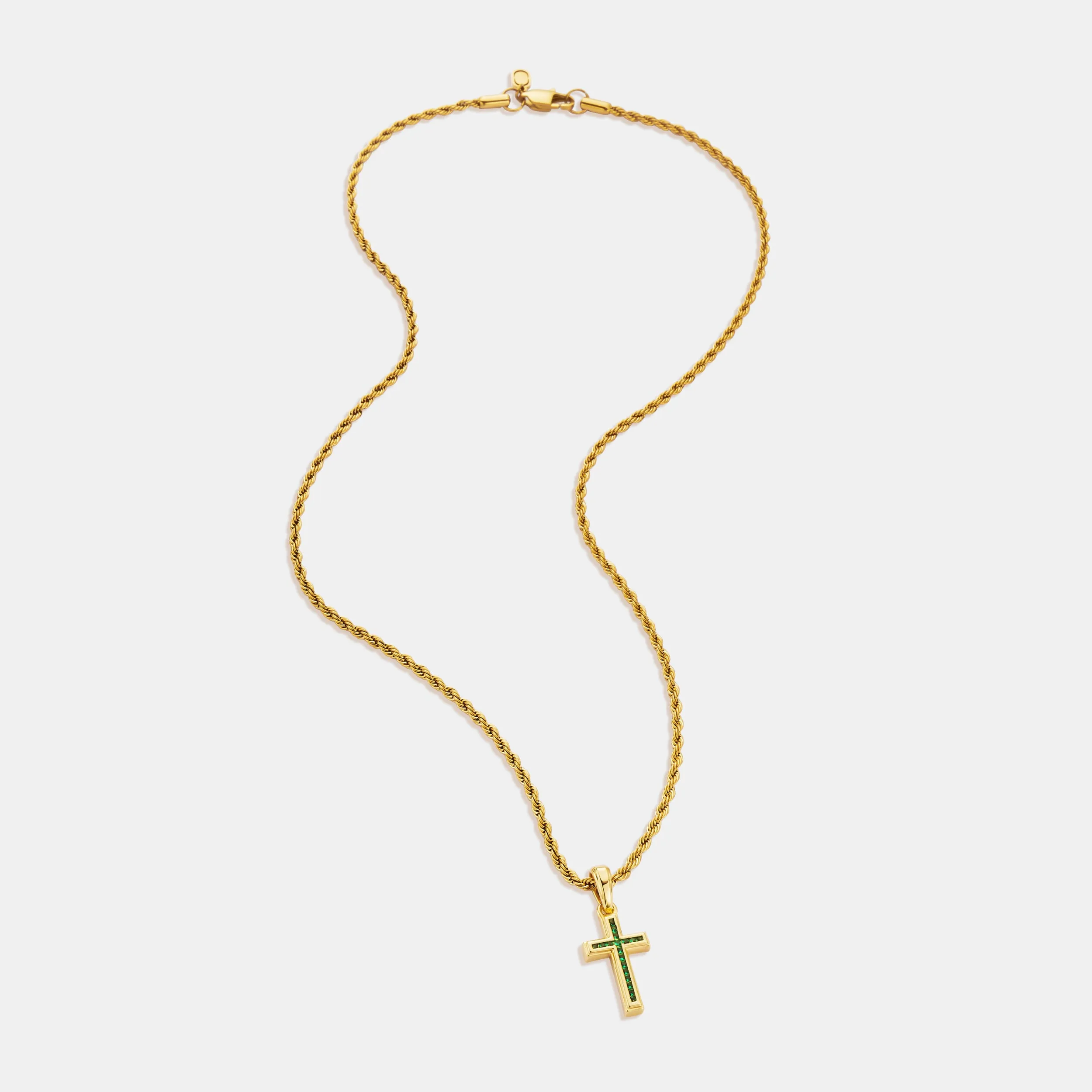 Mini Emerald Stone Cross (Gold) sold by Craftd London product image thumbnail 5