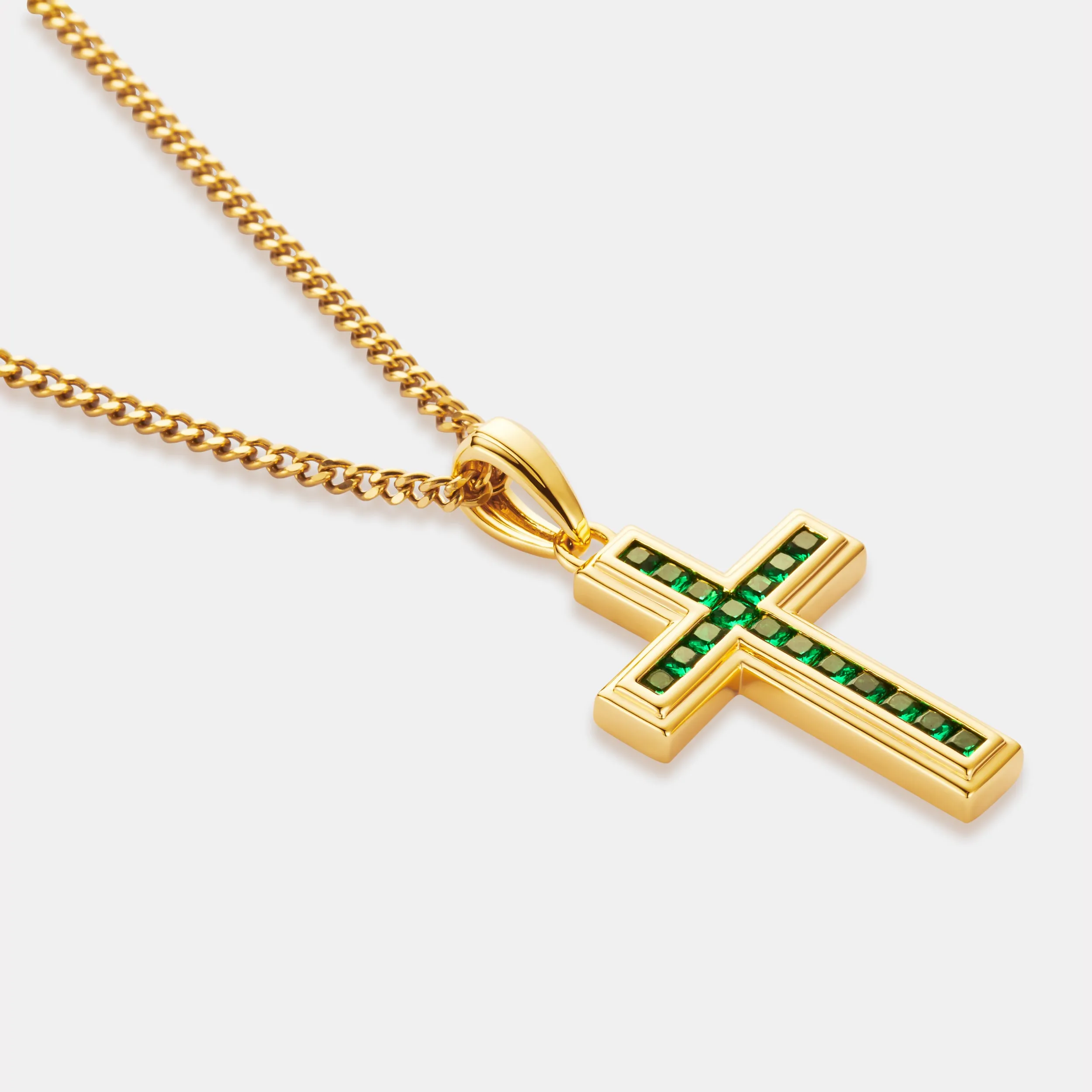 Emerald Stone Cross (Gold) sold by Craftd London product image thumbnail 3