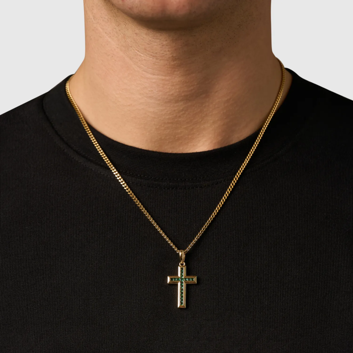 Emerald Stone Cross (Gold) sold by Craftd London product image thumbnail 2
