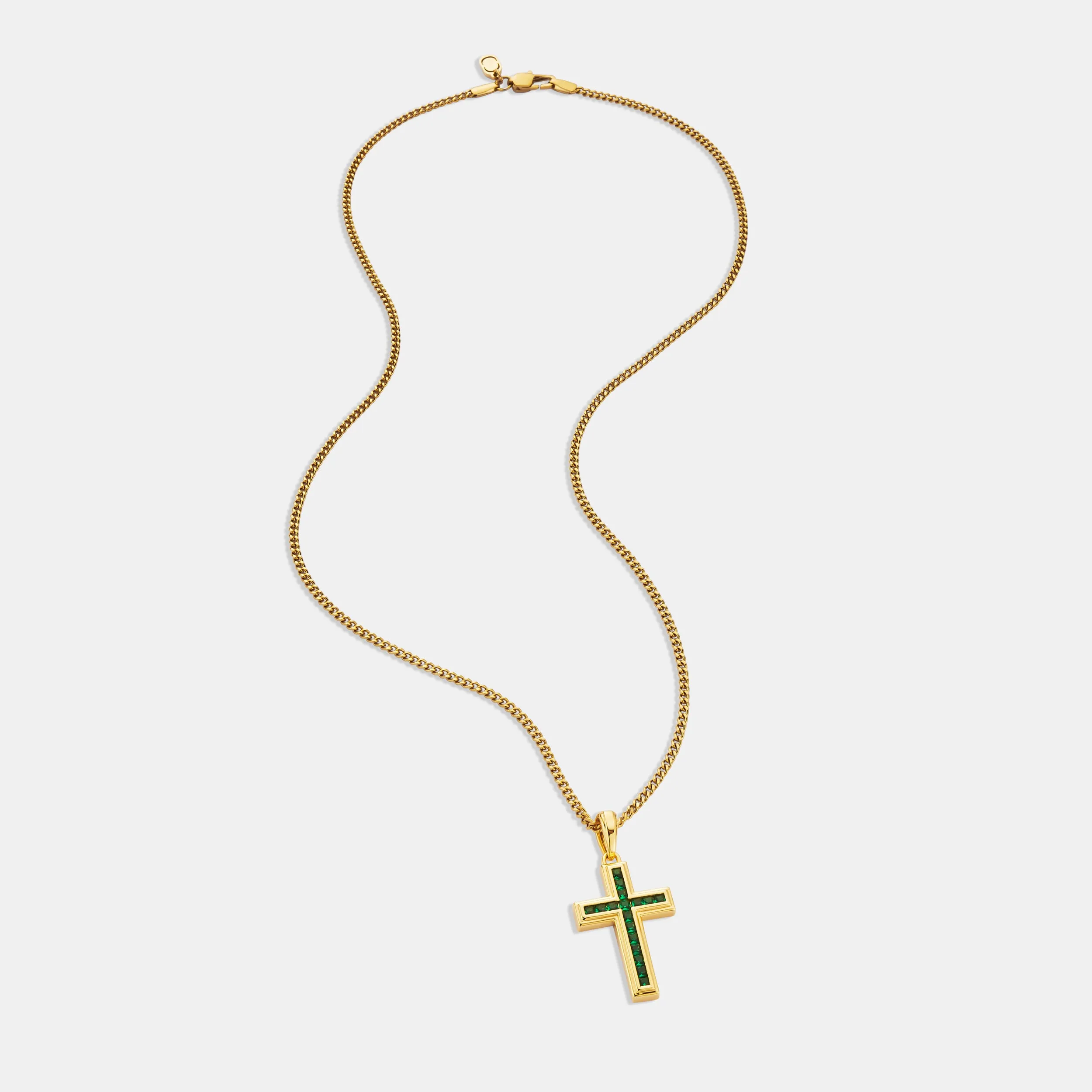 Emerald Stone Cross (Gold) sold by Craftd London product image thumbnail 5