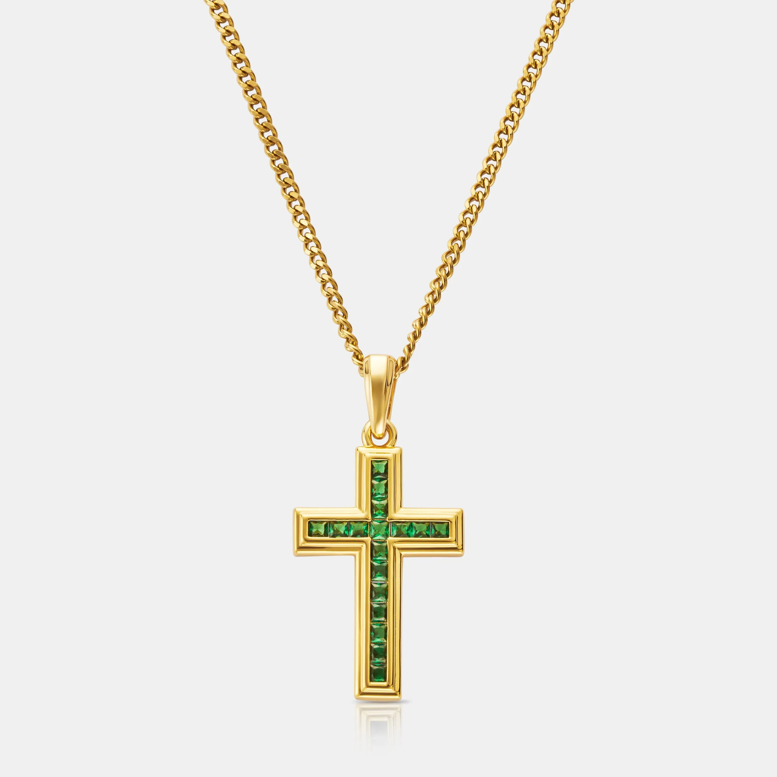 Emerald Stone Cross (Gold) sold by Craftd London