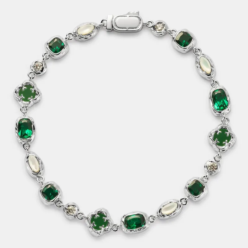 Melted Emerald Gemstone Bracelet (Silver) sold by Craftd London