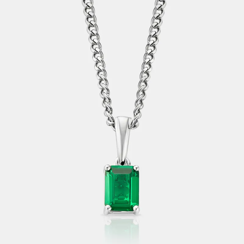 Emerald Stone Pendant (Silver) made by Craftd London