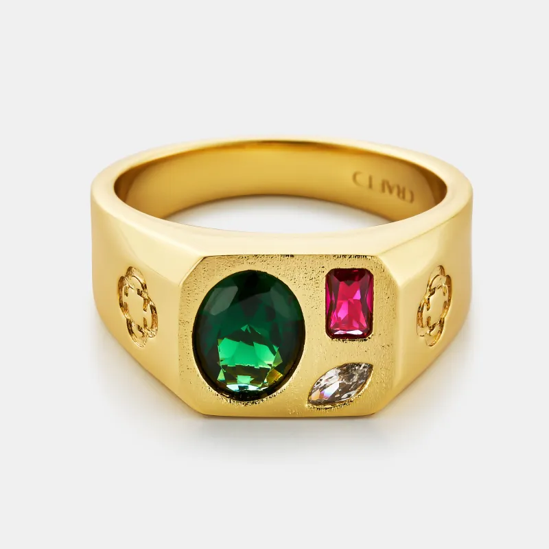 Tri Stone Ring (Gold) sold by Craftd London