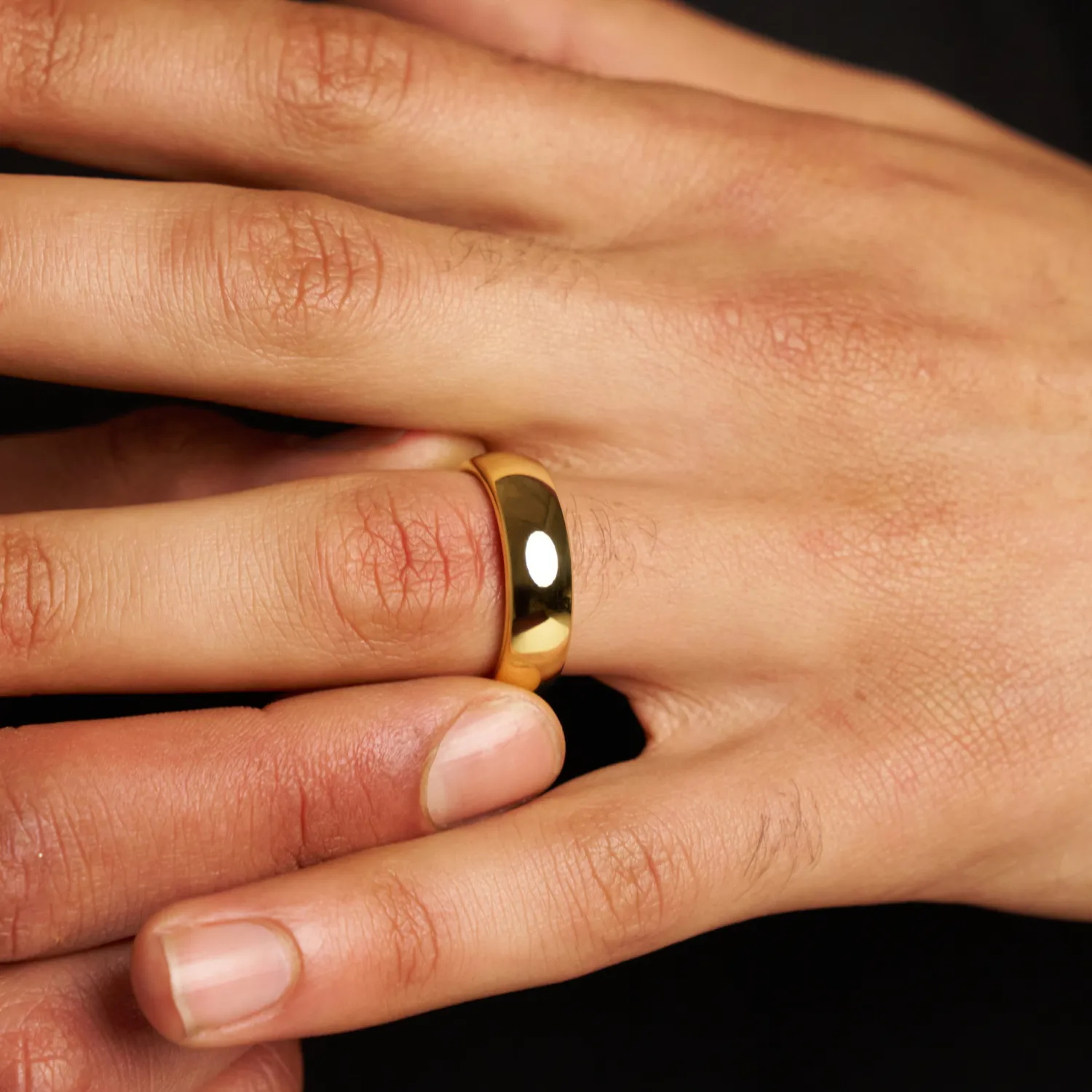 Rounded Ring (Gold) 7mm | 18ct Gold Tungsten sold by Craftd London product image thumbnail 5