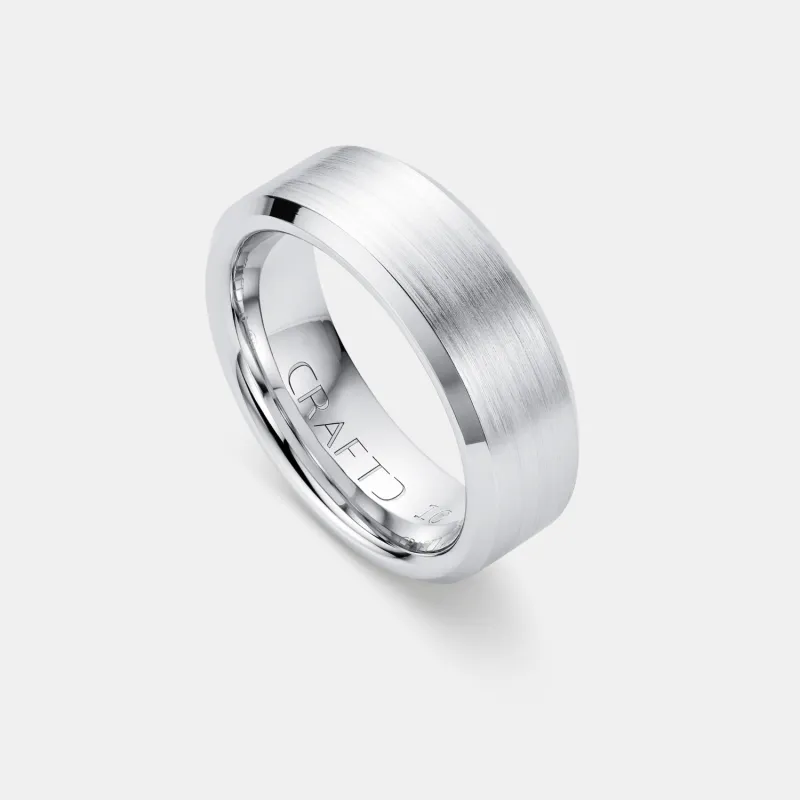 Bevelled Ring (Silver) 8mm | Tungsten sold by Craftd London