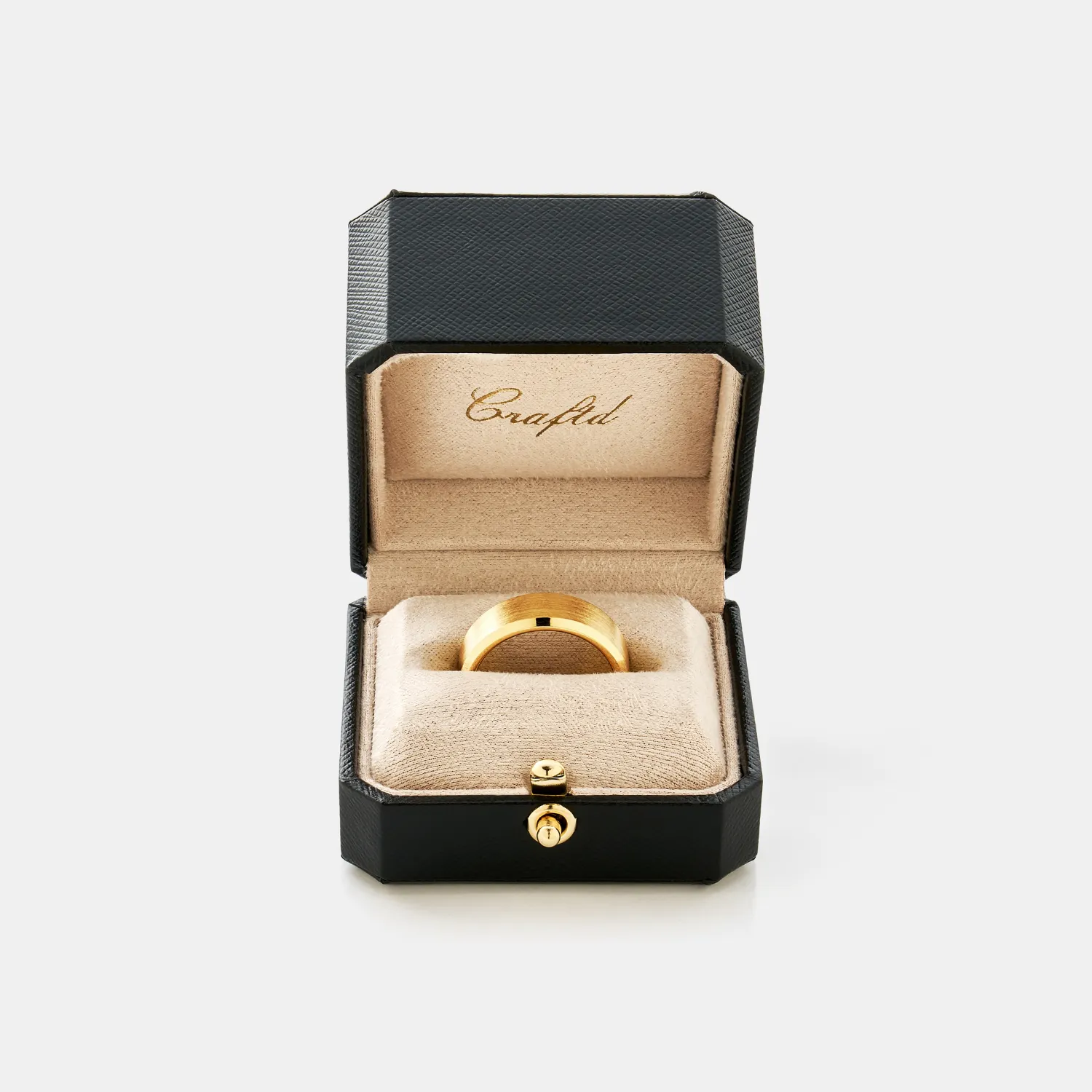 Bevelled Ring (Gold) 8mm | 18ct Gold Tungsten sold by Craftd London product image thumbnail 3