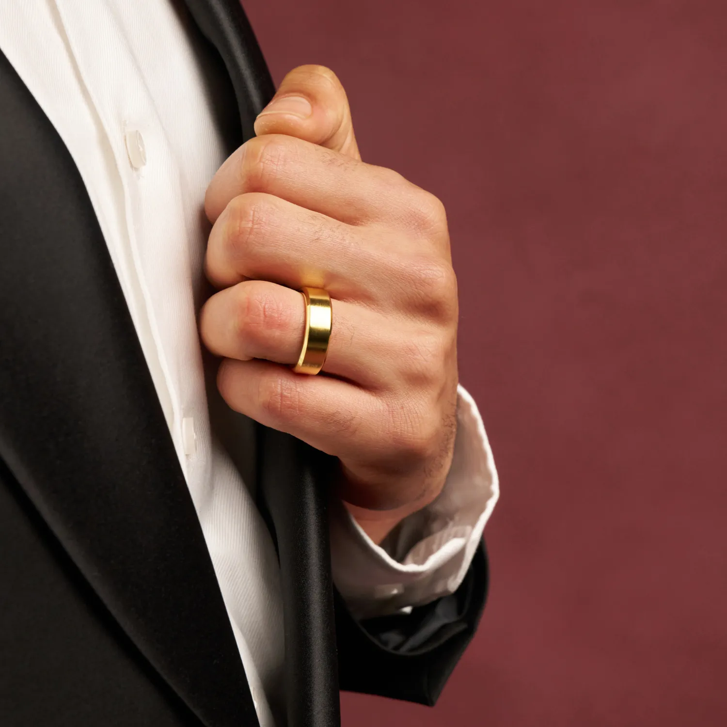 Bevelled Ring (Gold) 8mm | 18ct Gold Tungsten sold by Craftd London product image thumbnail 4