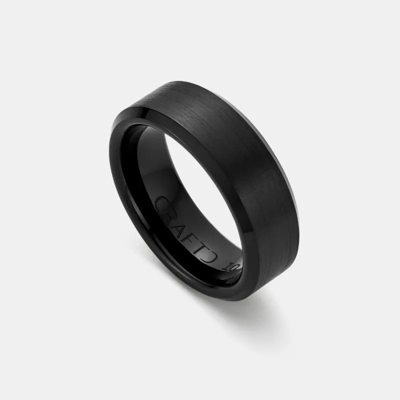 Bevelled Ring (Black) 8mm | Tungsten sold by Craftd London