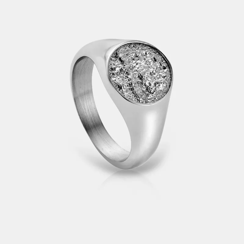 Hammered Signet Ring (Silver) sold by Craftd London