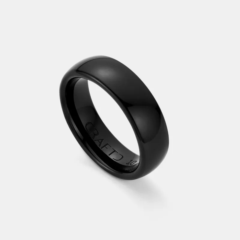 Rounded Ring (Black) 7mm | Sterling Silver sold by Craftd London