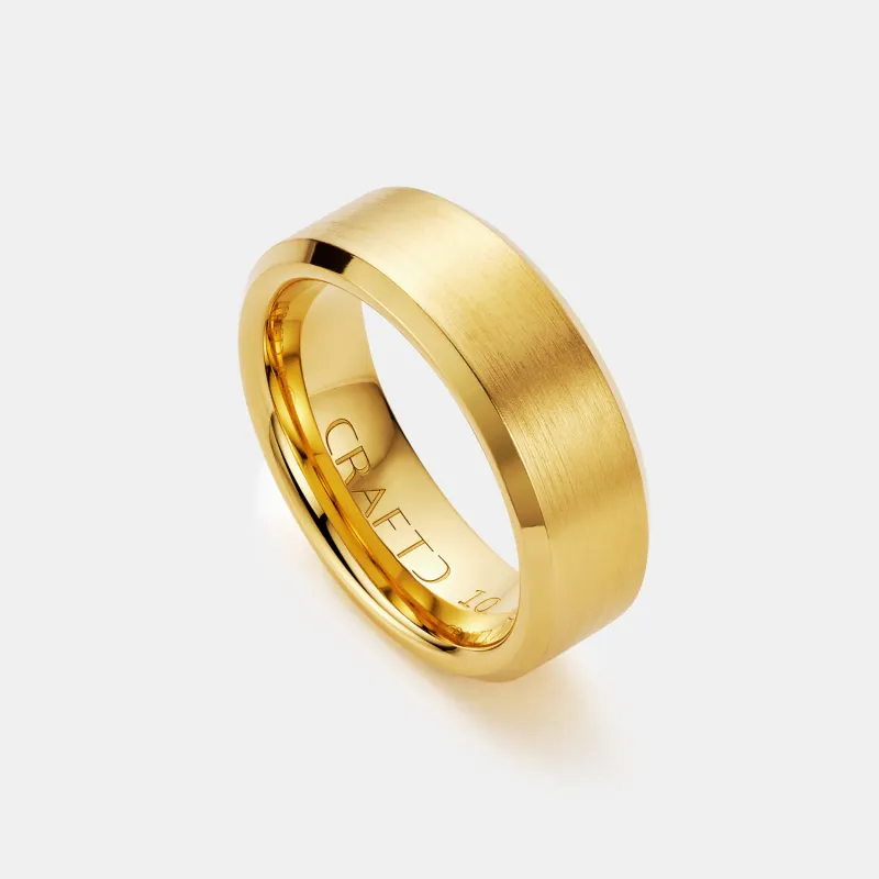 Bevelled Ring (Gold) 8mm | 18ct Gold Vermeil sold by Craftd London