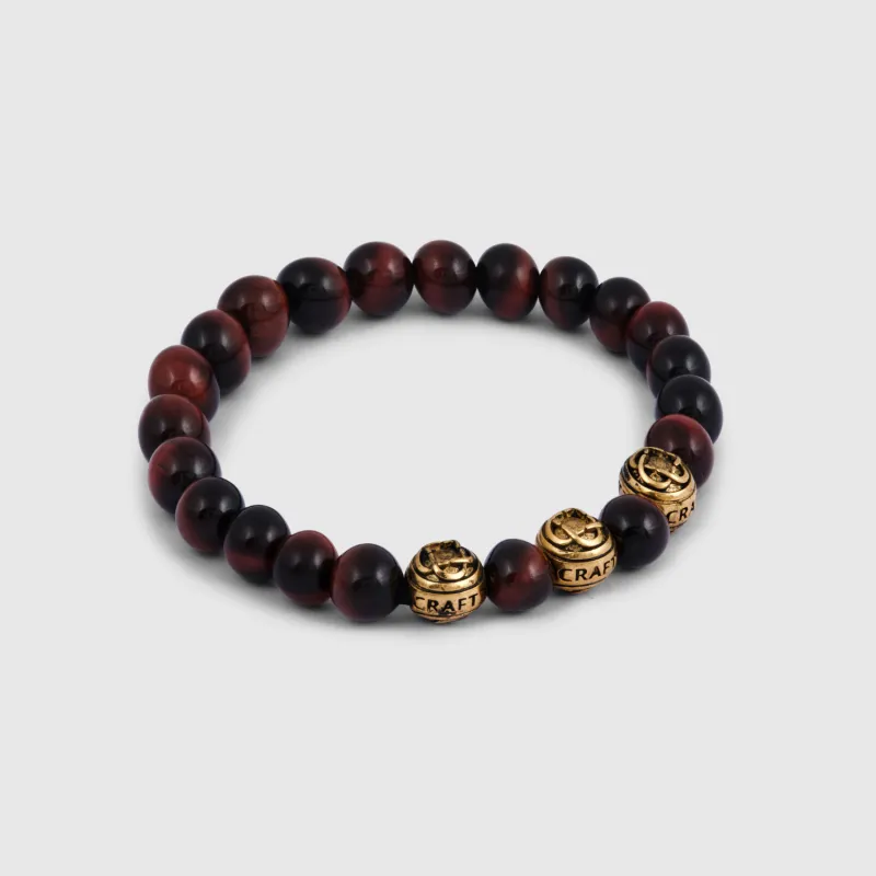 Tiger's Eye Metal Bead Bracelet (Gold) sold by Craftd London