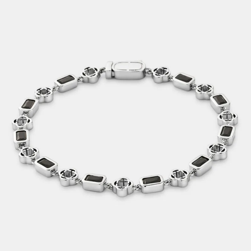 Onyx Gemstone Clover Bracelet (Silver) made by Craftd London