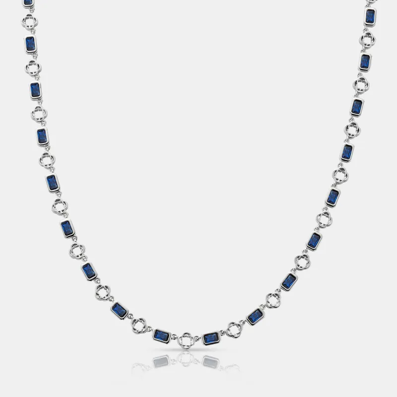 Blue Gemstone Clover Necklace (Silver) sold by Craftd London