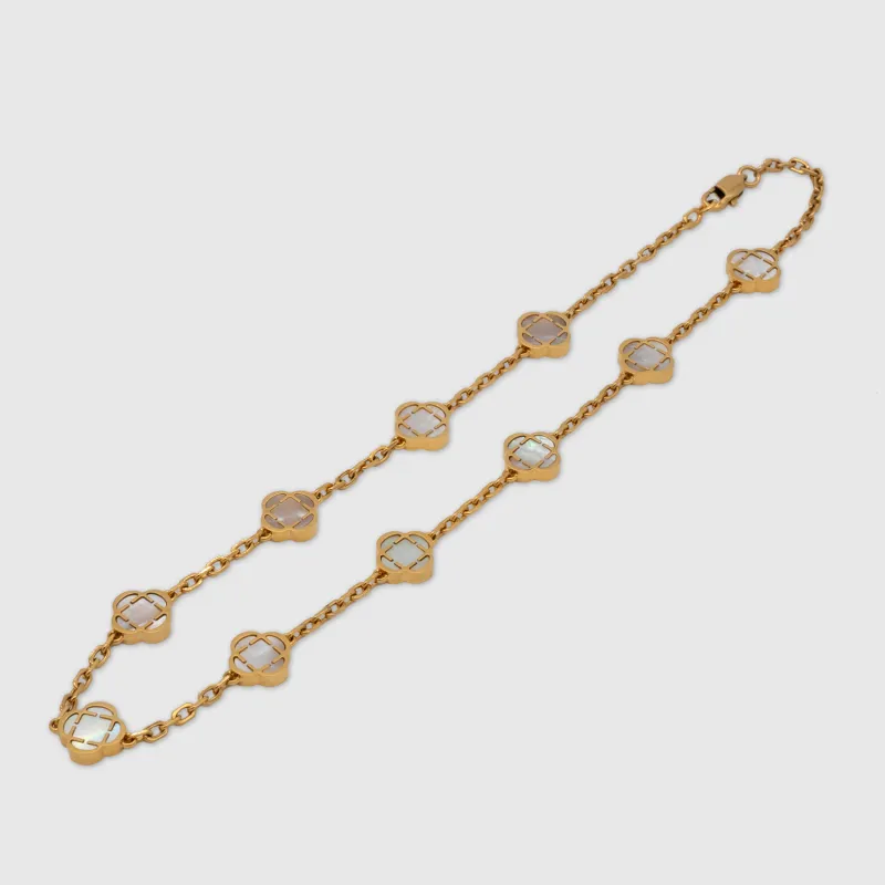 White Clover Stone Necklace (Gold) made by Craftd London