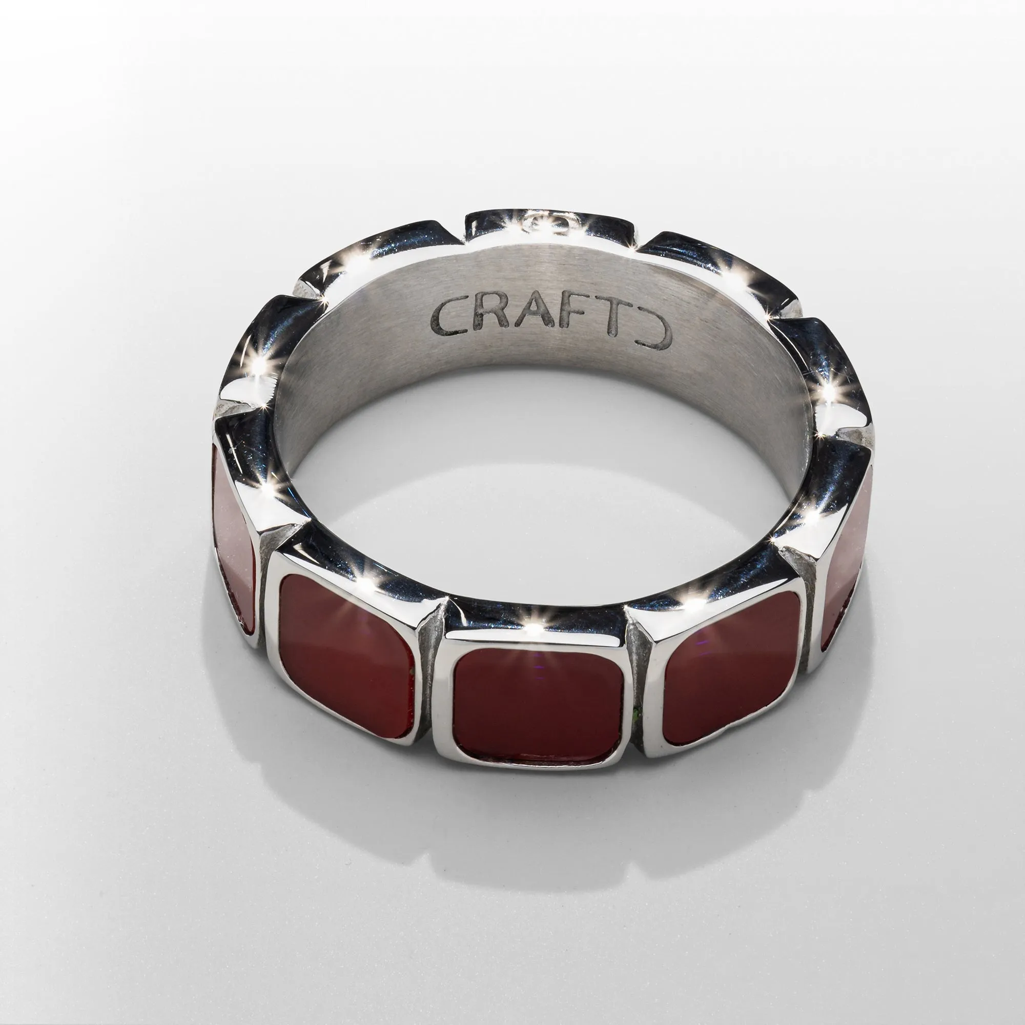 Red Stone Band Ring (Silver) sold by Craftd London product image thumbnail 2