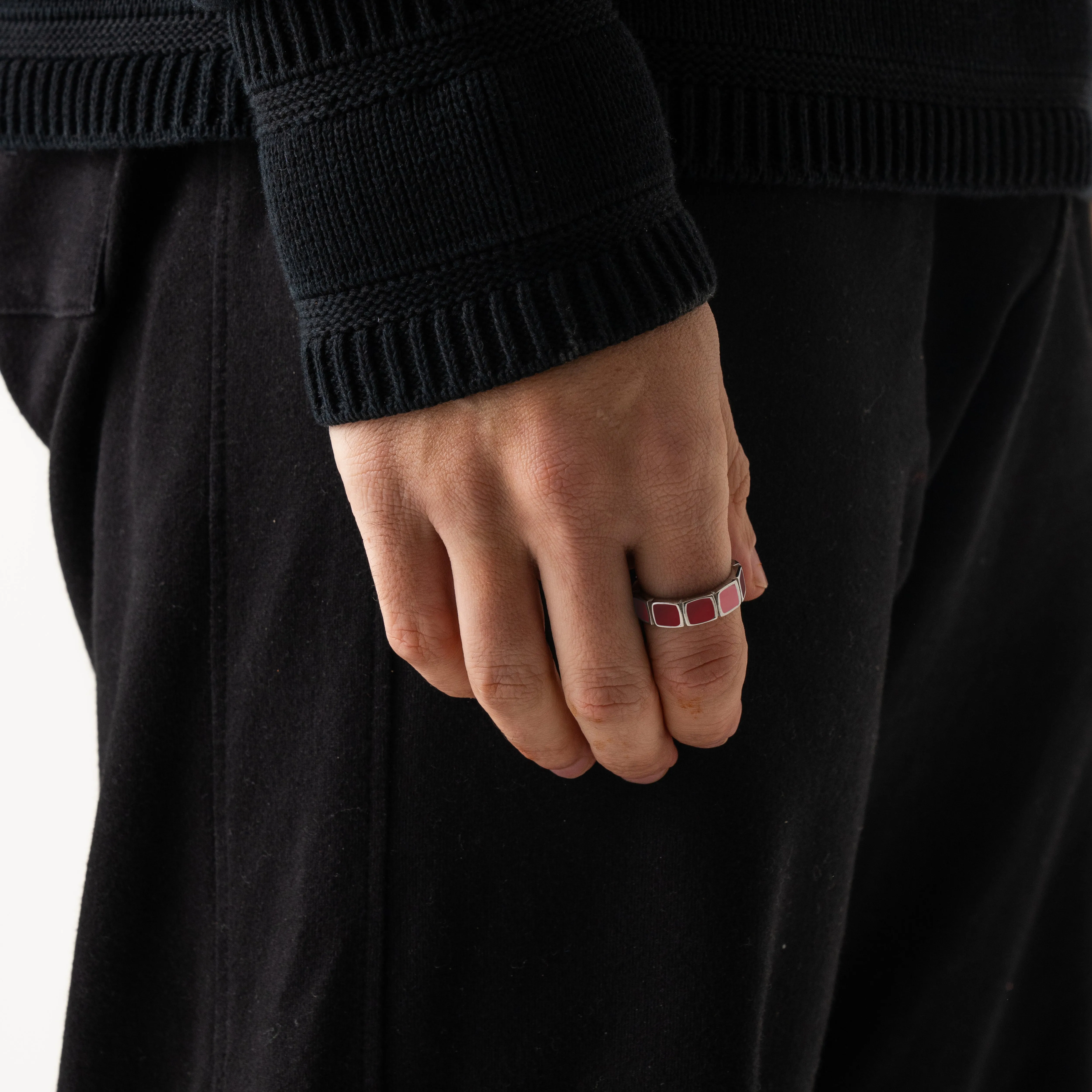 Red Stone Band Ring (Silver) sold by Craftd London product image thumbnail 3