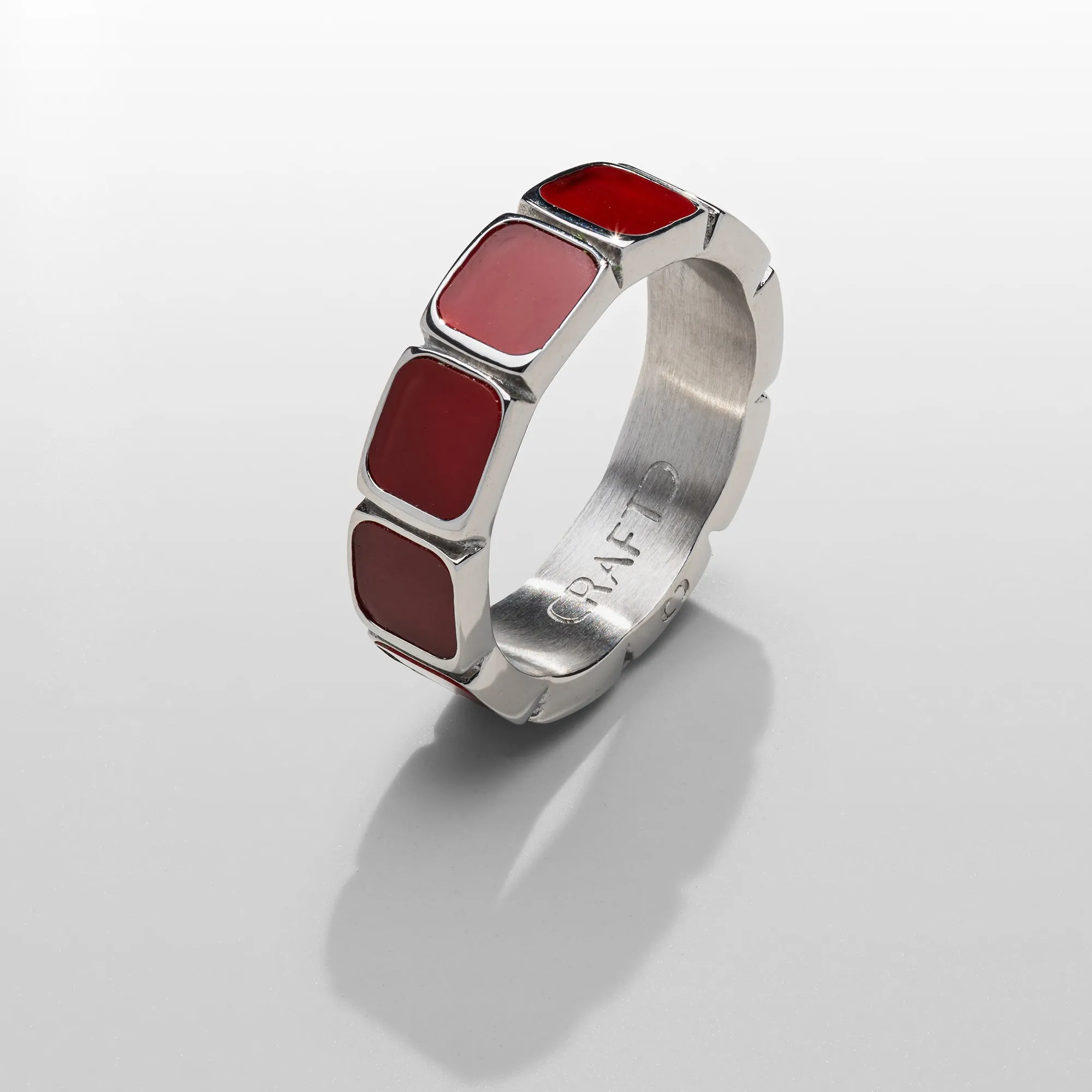 Red Stone Band Ring (Silver) sold by Craftd London