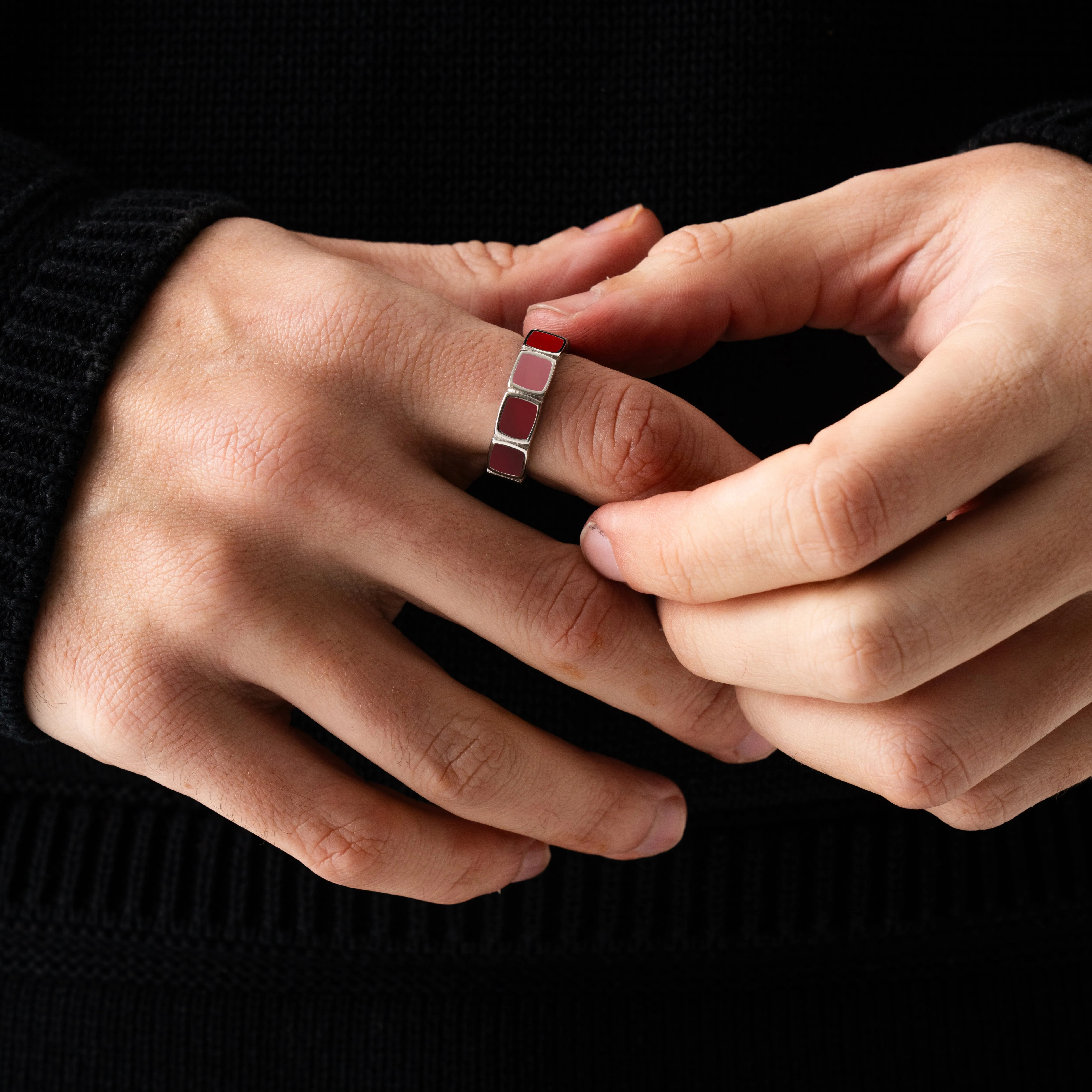 Red Stone Band Ring (Silver) sold by Craftd London product image thumbnail 4