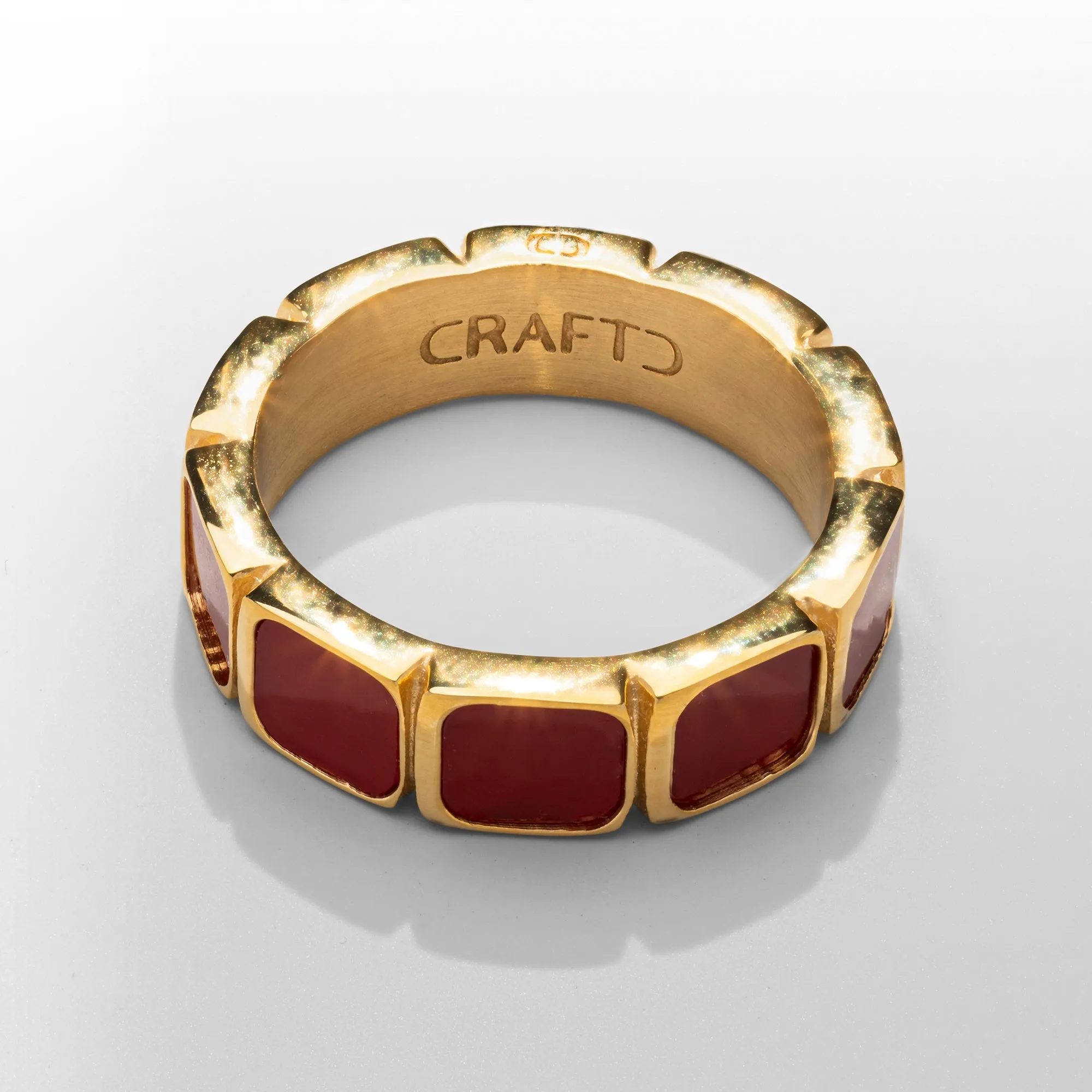 Red Stone Band Ring (Gold) sold by Craftd London product image thumbnail 4