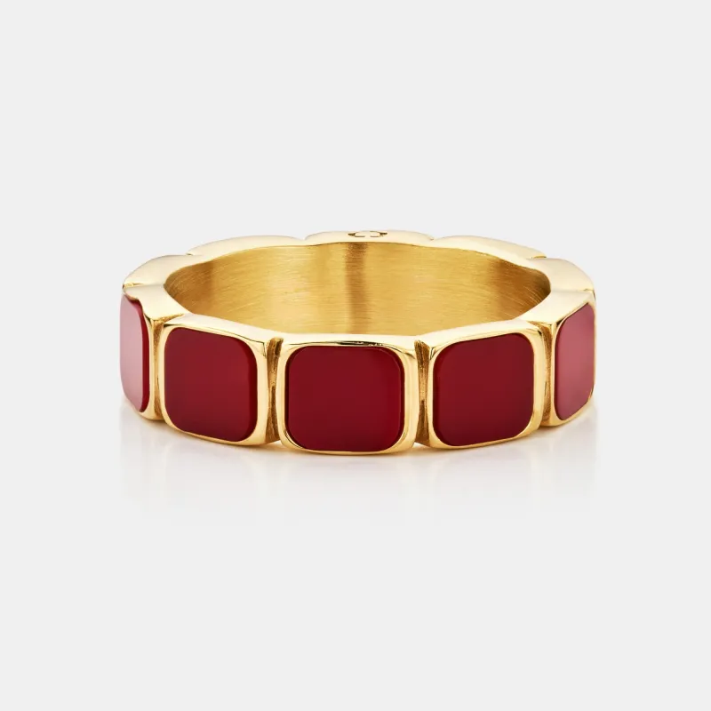 Red Stone Band Ring (Gold) made by Craftd London