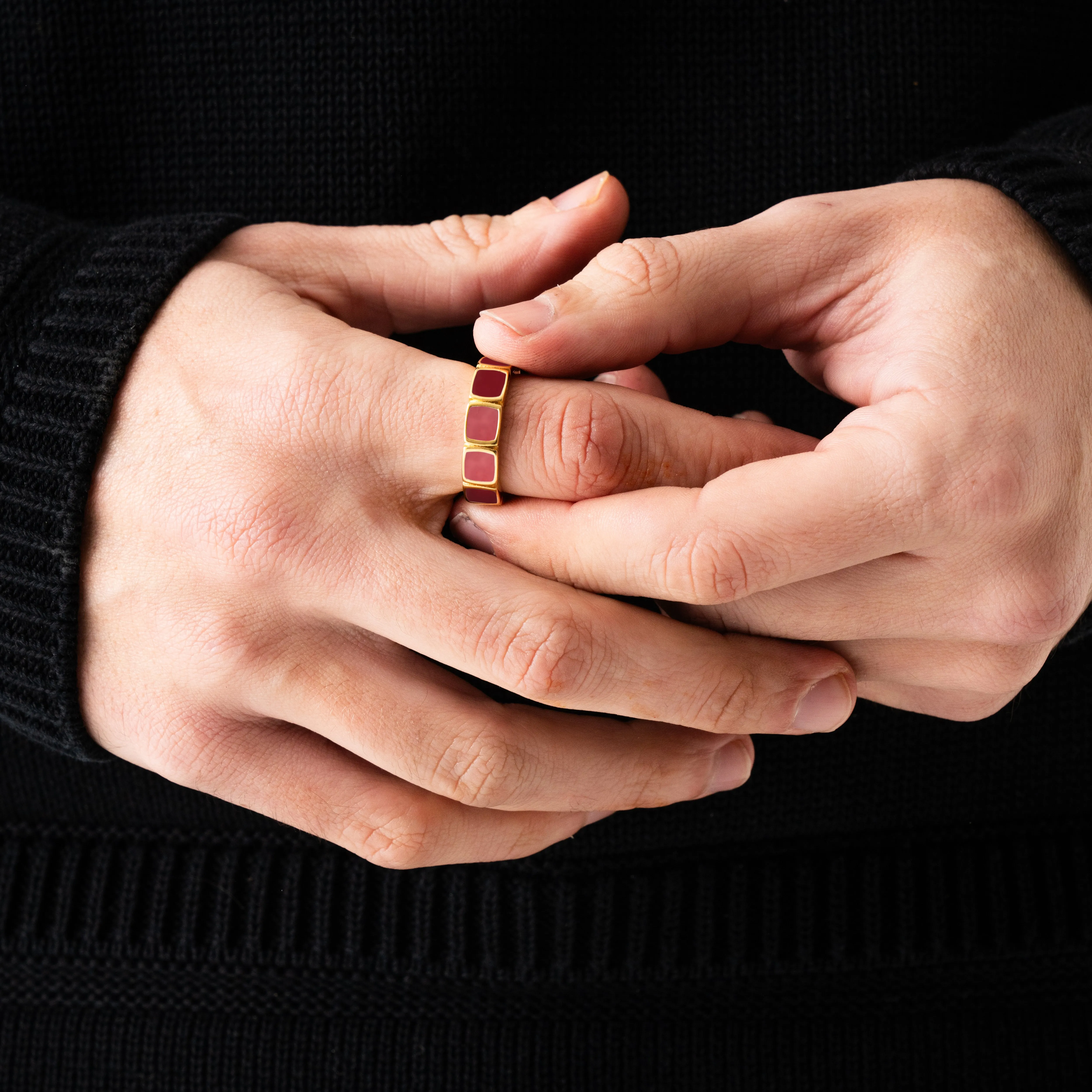 Red Stone Band Ring (Gold) sold by Craftd London product image thumbnail 3