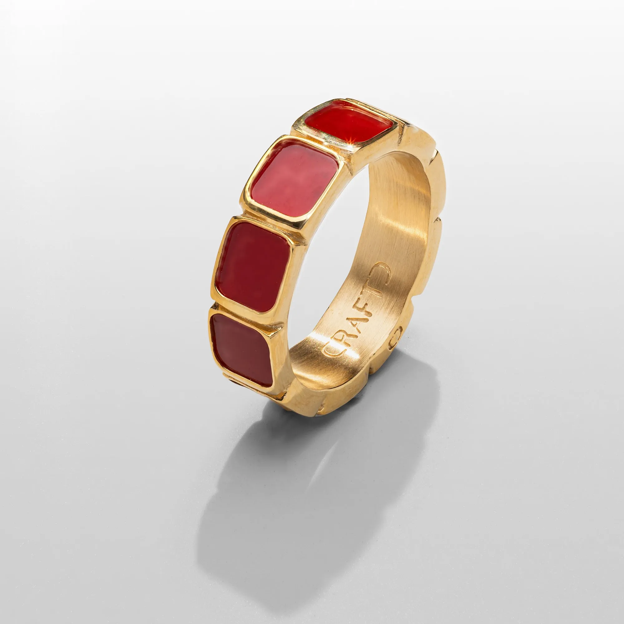 Red Stone Band Ring (Gold) sold by Craftd London product image thumbnail 5