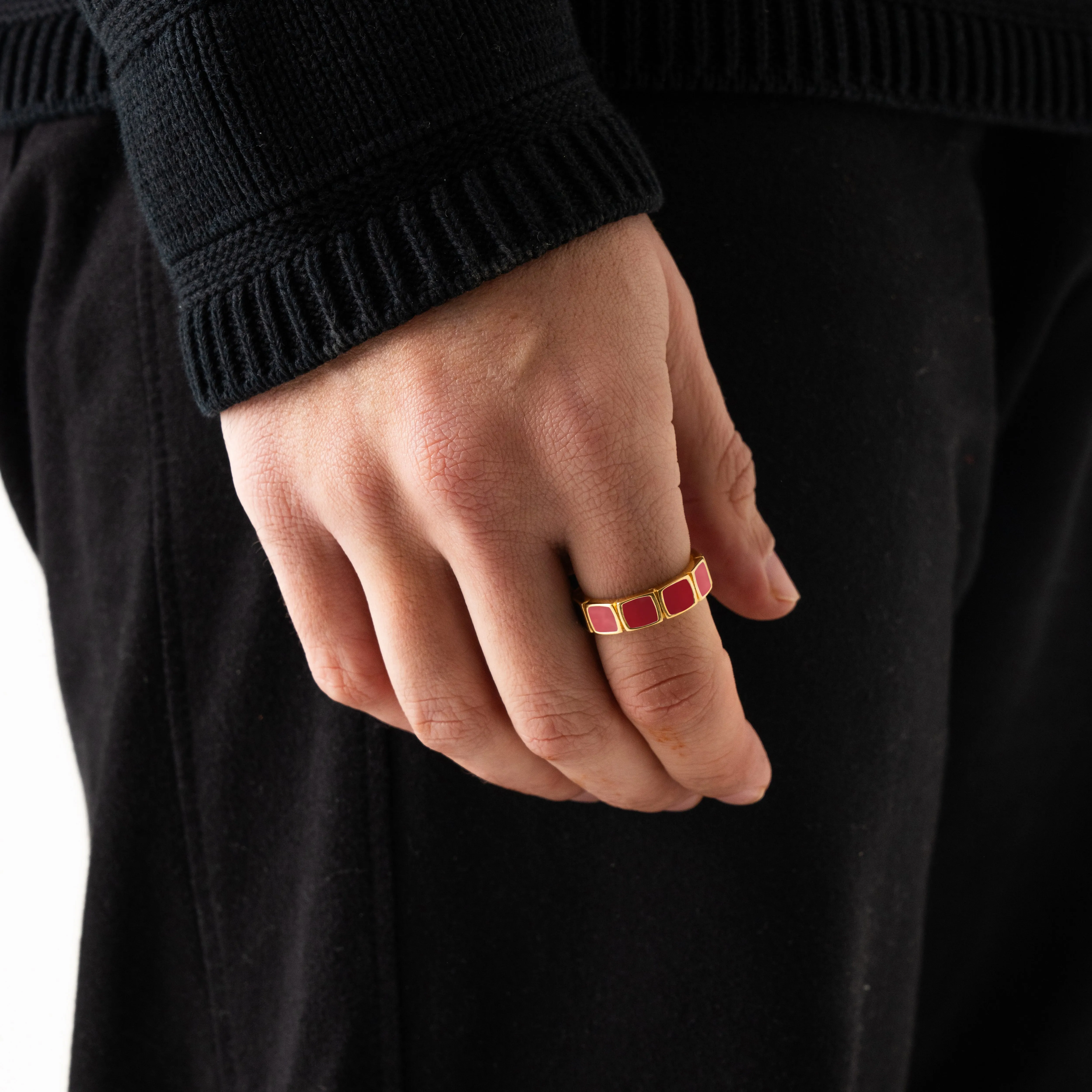 Red Stone Band Ring (Gold) sold by Craftd London product image thumbnail 2