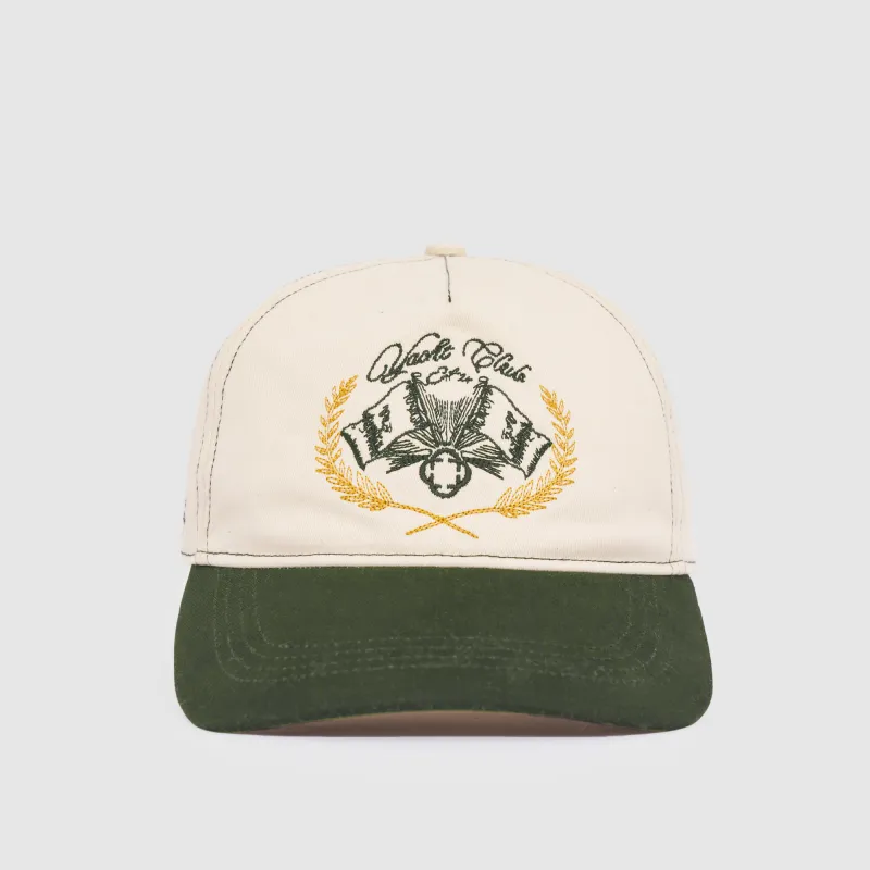 Yacht Club Cap (Cream/Green) sold by Craftd London