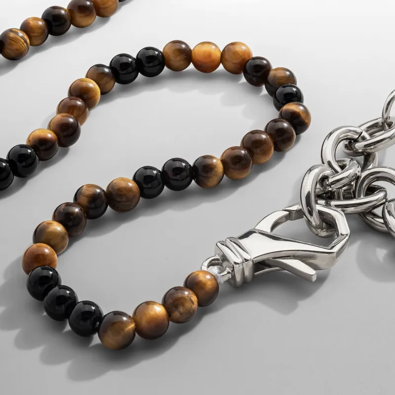 Tiger's Eye Obsidian Bead Wrap Bracelet sold by Craftd London