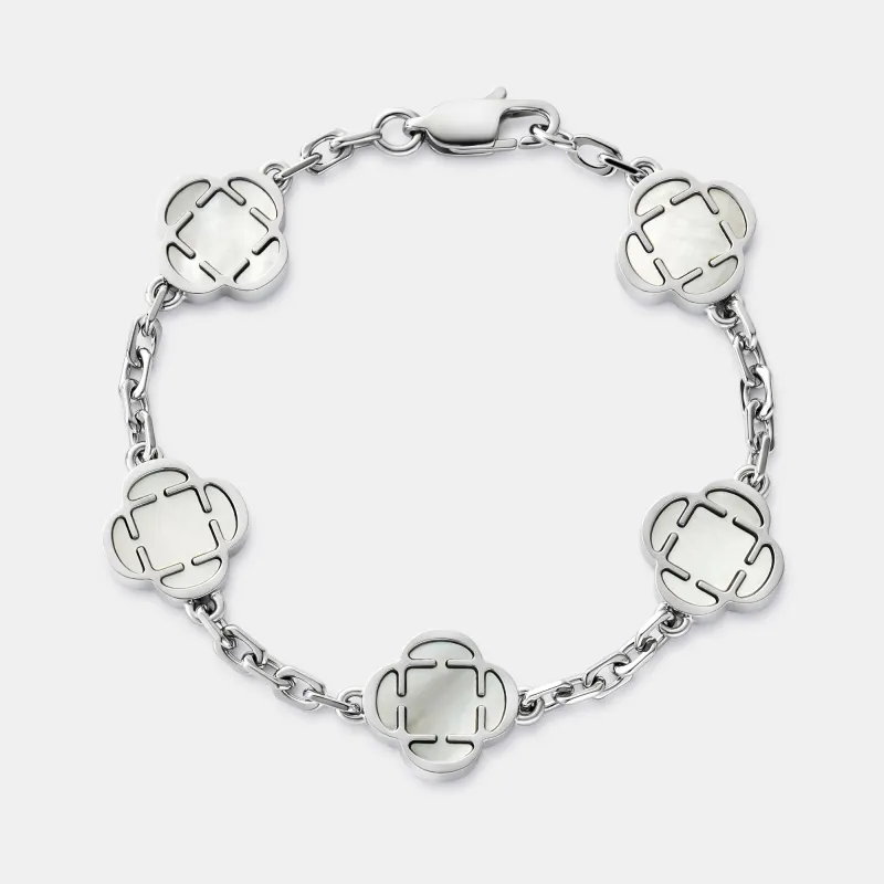 White Clover Stone Bracelet (Silver) made by Craftd London