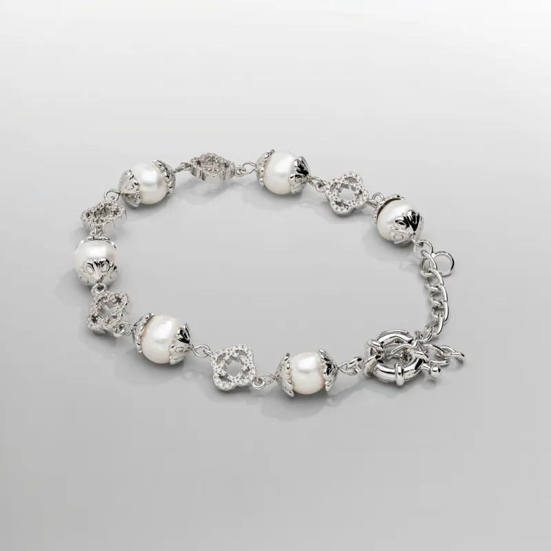 Filigree Real Pearl Bracelet (Silver) sold by Craftd London