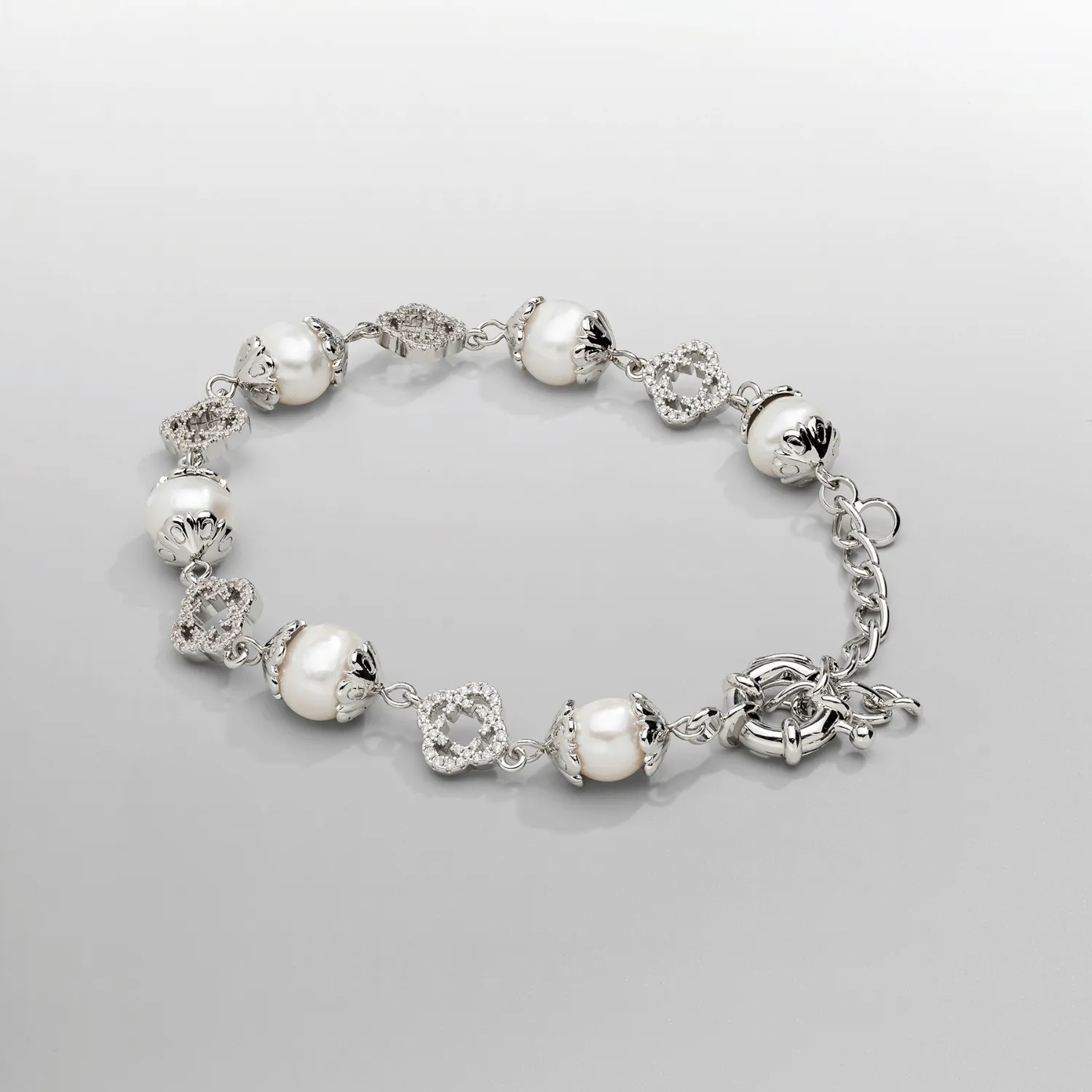 Filigree Real Pearl Bracelet (Silver) sold by Craftd London