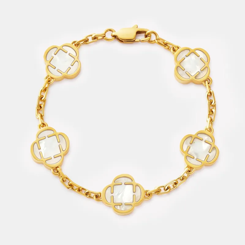 White Clover Stone Bracelet (Gold) made by Craftd London