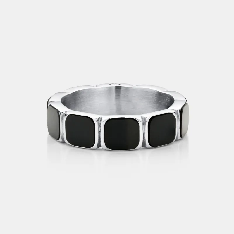 Onyx Stone Band Ring (Silver) made by Craftd London