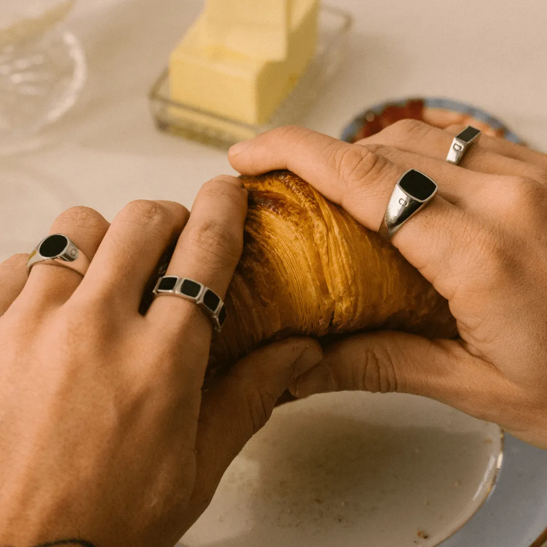 Onyx Oval Stone Signet Ring (Silver) sold by Craftd London product image thumbnail 4