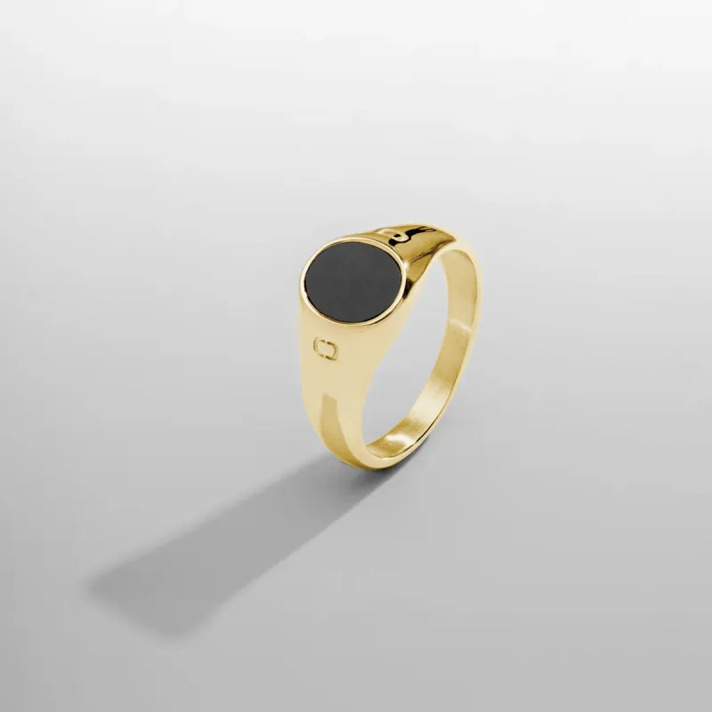 Onyx Oval Stone Signet Ring (Gold) sold by Craftd London