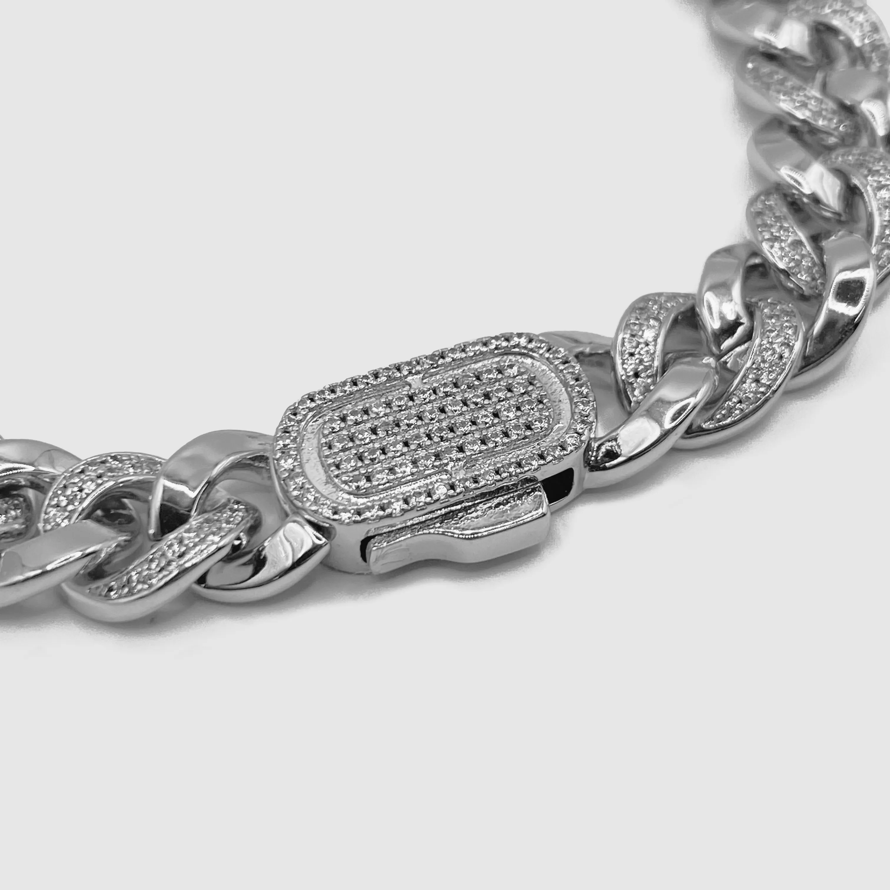 Half Iced Cuban Bracelet (Silver) 8mm sold by Craftd London product image thumbnail 4