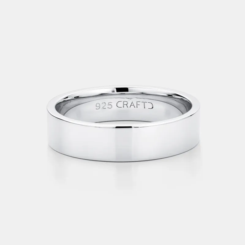 Flat Band Ring (Sterling Silver) 6mm sold by Craftd London