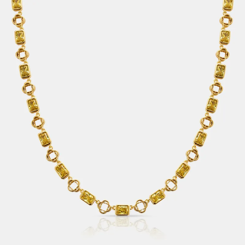 Yellow Gemstone Clover Necklace (Gold) made by Craftd London