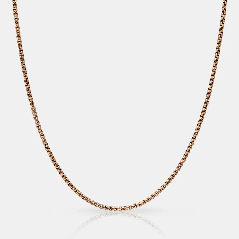 Round Box Chain (Rose Gold) 2mm sold by Craftd London