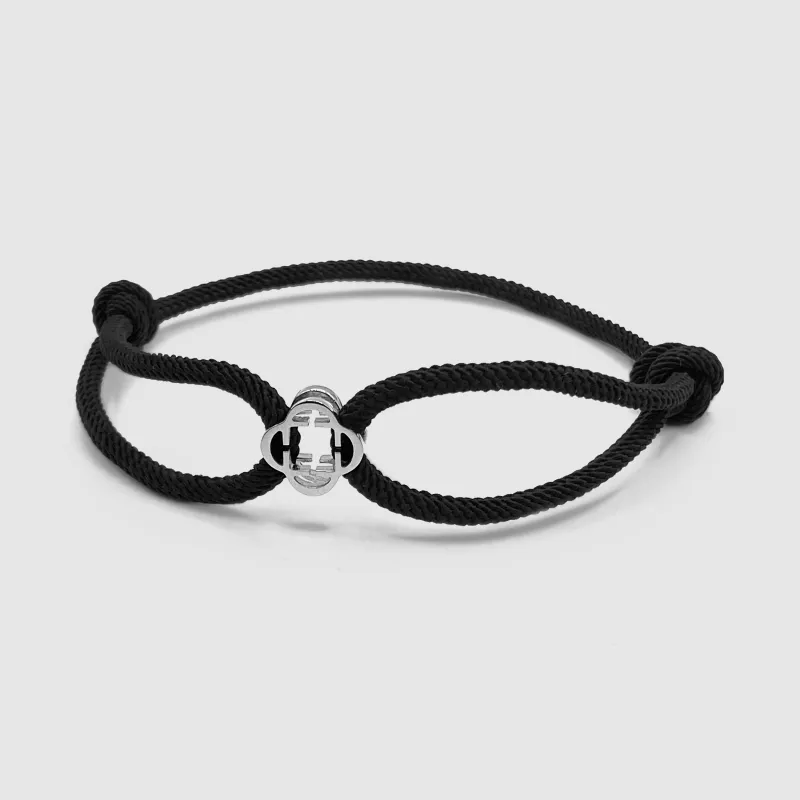 Black Cord Bracelet (Silver) sold by Craftd London