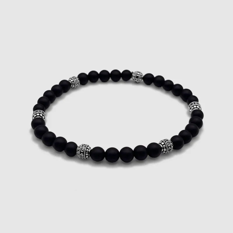 Matte Onyx Stone Bracelet (Silver) sold by Craftd London